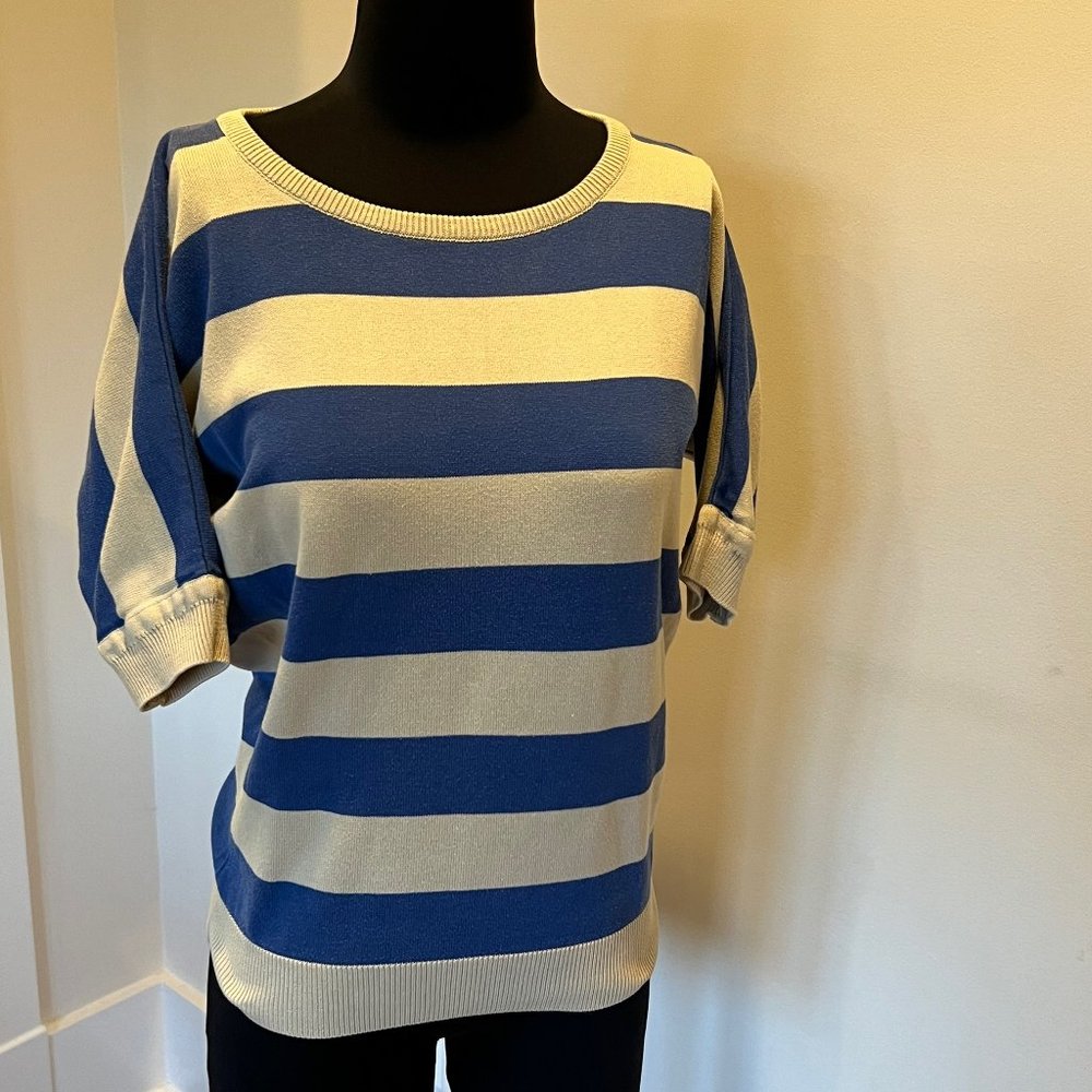 Allen Solly blue and beige striped cotton sweater